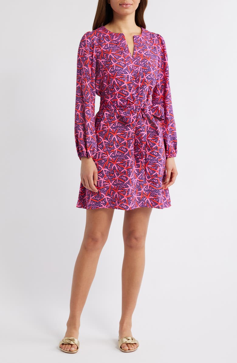 Lilly Pulitzer<sup>®</sup> Olivine Long Sleeve Belted Shift Dress, Main, color, Passion Fruit Pink