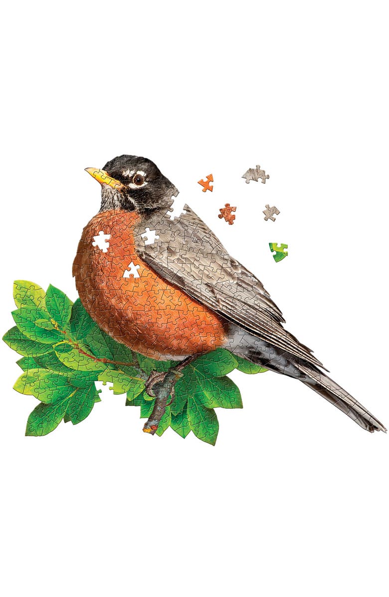 Madd Capp I Am Robin 300 Piece Jigsaw Puzzle Bird Shaped Puzzle, 25X19", Alternate, color, Multicolored
