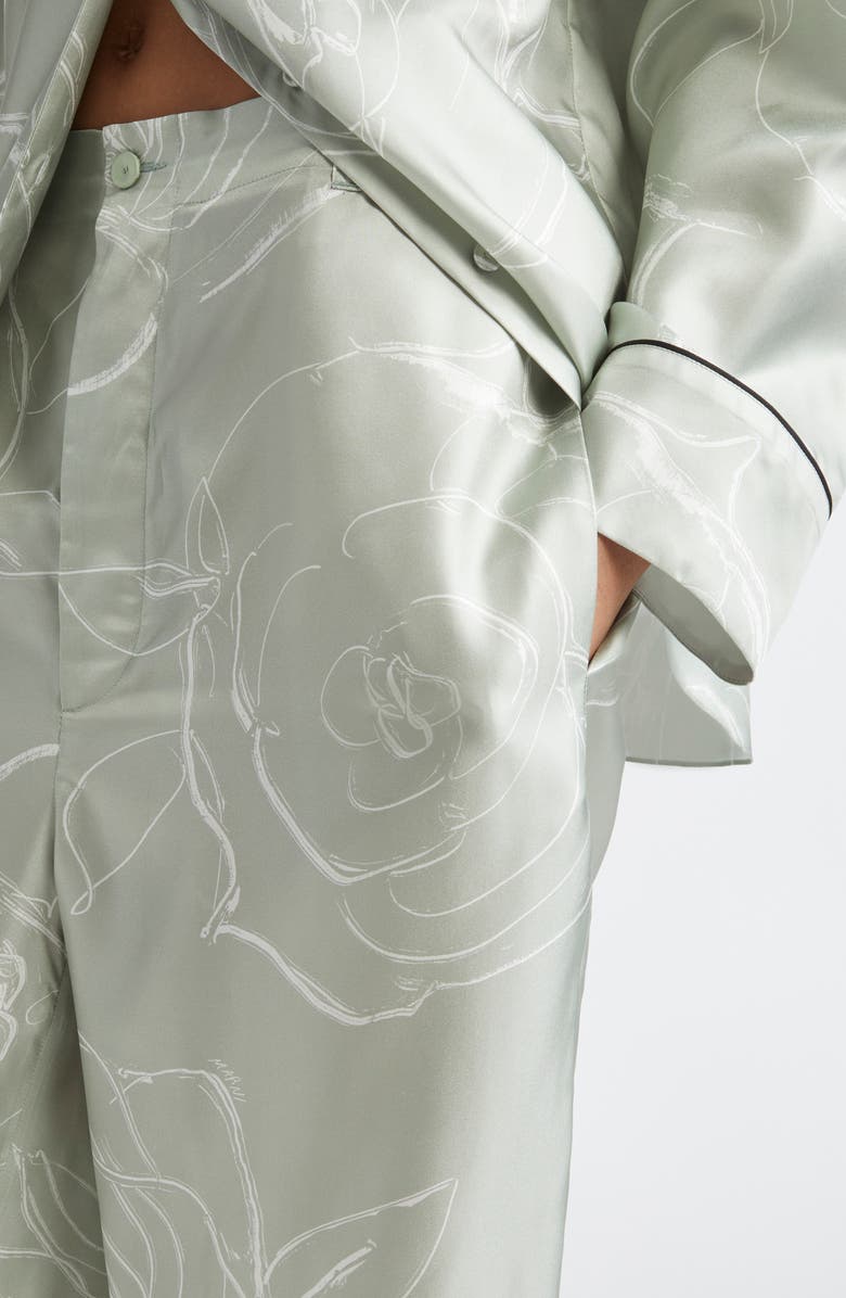 Marni Rose Print Silk Pajama Pants, Alternate, color, Auv19 Sea/Green