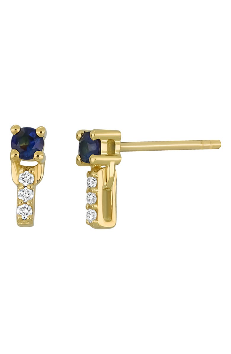 Bony Levy El Mar Gemstone & Diamond Bar Stud Earrings, Main, color, 18K Yellow Gold Sapphire