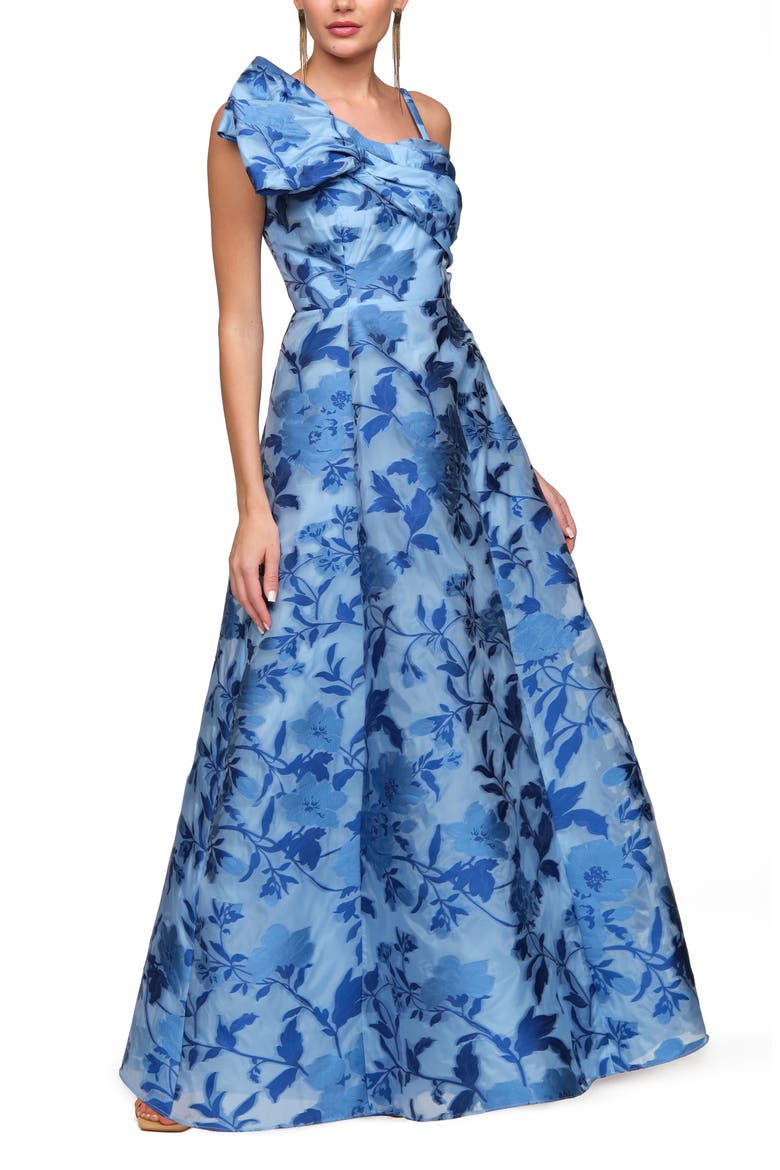 Anya Floral A-Line Gown, Main, color, SKY