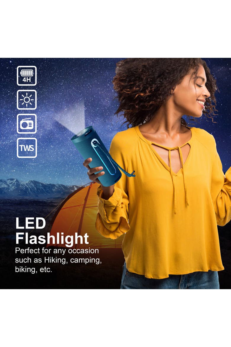 Bluetooth Portable Speaker With LED Flashlight, Alternate, color, Blue