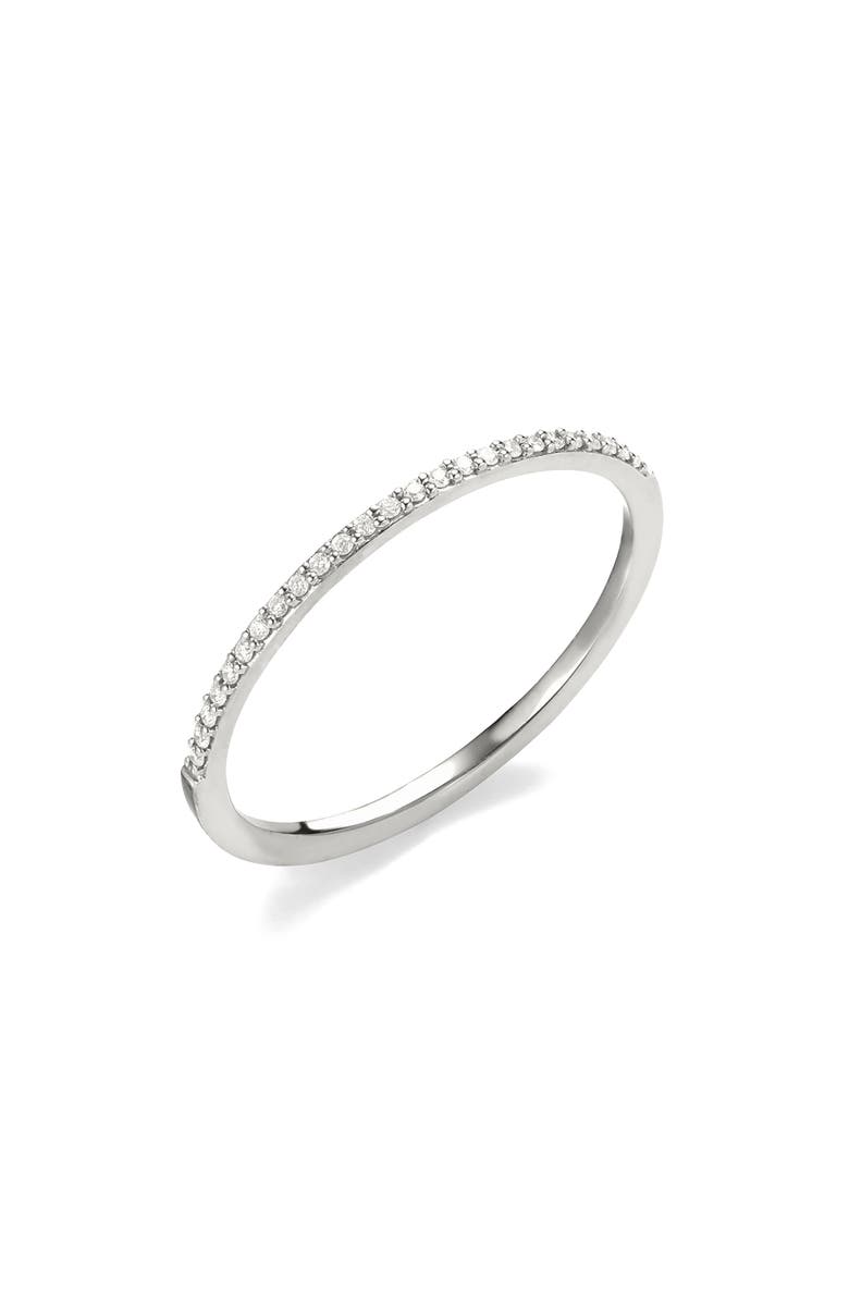 LANA 14K Gold Thin Diamond Stacking Ring, Main, color, White Gold/ Diamond