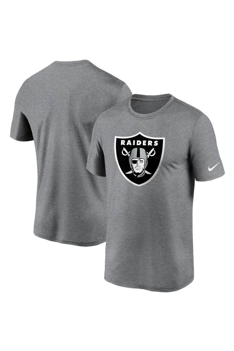 Men's Nike Heathered Charcoal Las Vegas Raiders Logo Essential Legend Performance T-Shirt, Main, color, Heather Charcoal