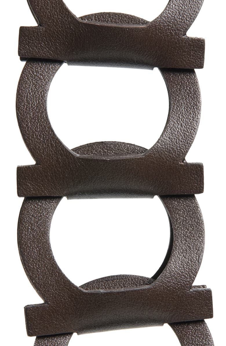 FERRAGAMO Gancini Link Leather Belt, Alternate, color, Testa Di Moro
