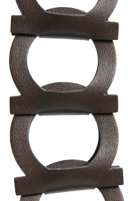 Ferragamo Gancini Link Leather Belt In Testa Di Moro