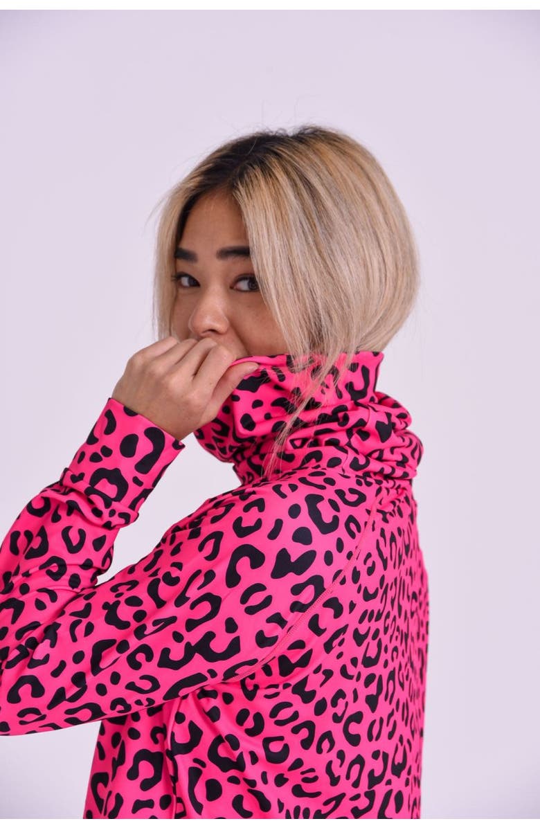 OOSC High Neck Baselayer Top - Hotel California Pink Leopard Women's, Alternate, color, Multi-Colour