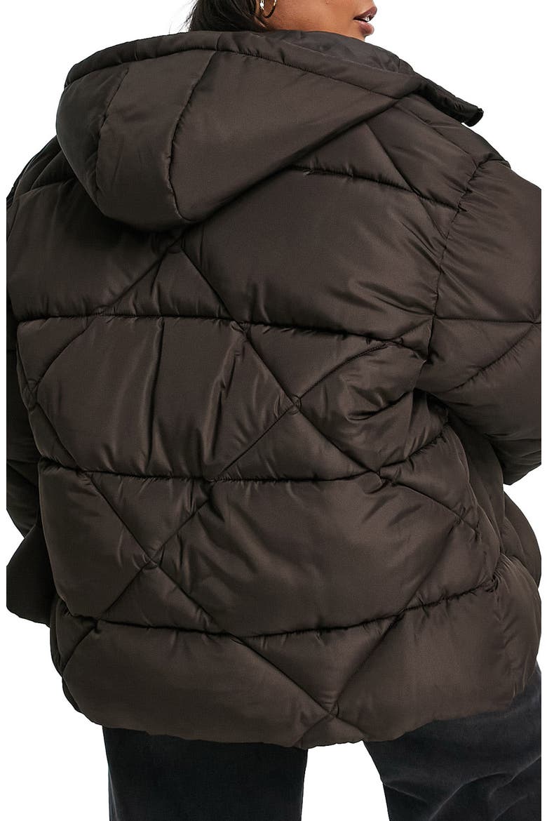 Curve Oversize Quilted Puffer Jacket, Alternate, color, BROWN