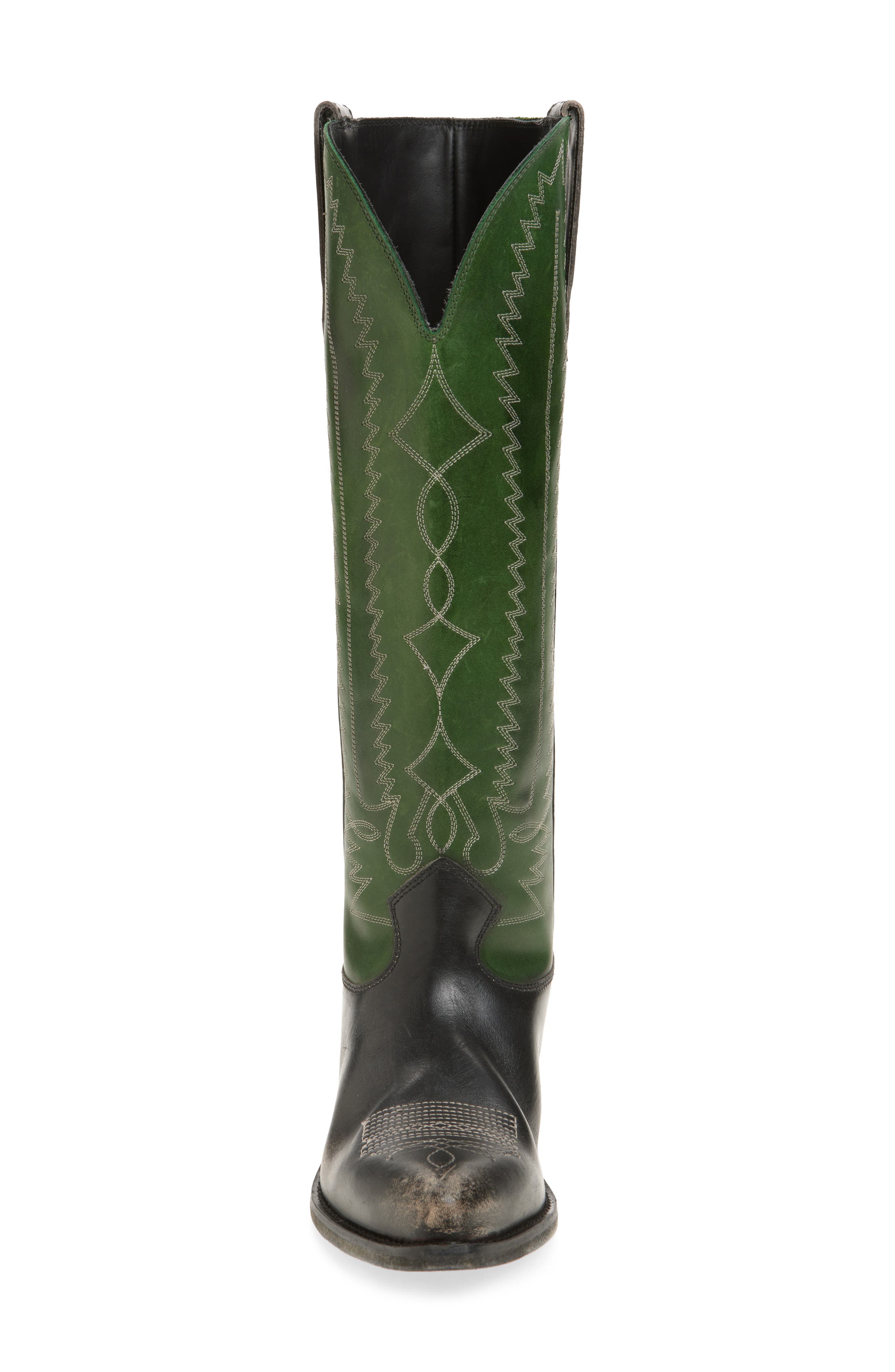 Golden Goose Wish Star High Western Boot, Alternate, color, Green/ Black