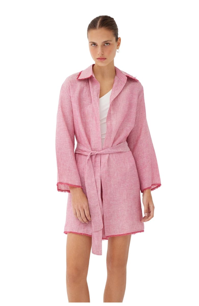 Labeca London Short Linen Mini Kaftan, Main, color, Pink