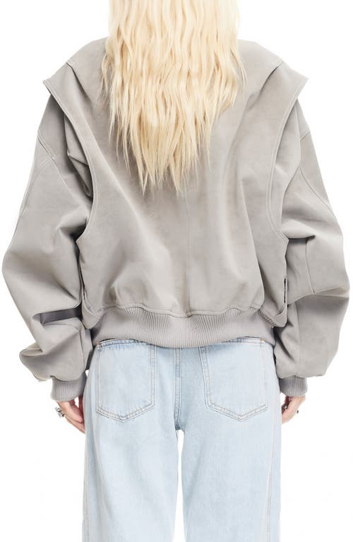 Lioness Vista Faux Suede Bomber Jacket In Gray