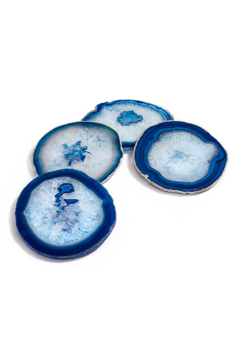 Pedra Set of 4 Agate Coasters, Main, color, AZURE/BLUE