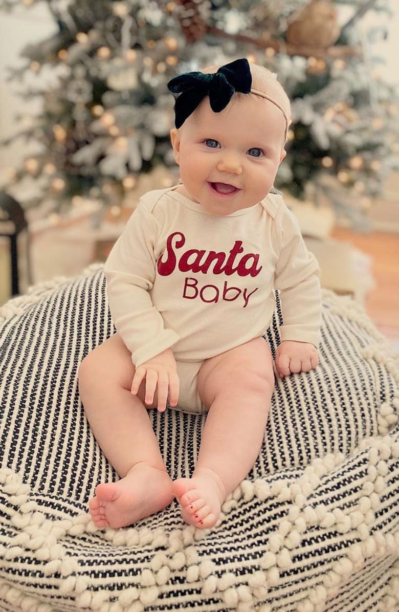 Tenth & Pine Santa Baby Organic Cotton Long Sleeve Bodysuit, Alternate, color, 