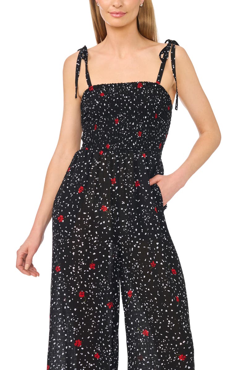 CeCe Print Tie Strap Wide Leg Jumpsuit, Alternate, color,