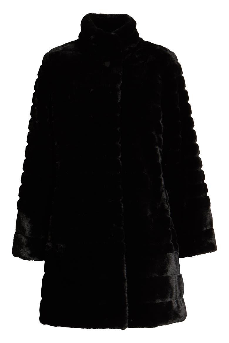 Faux Fur Coat, Alternate, color, BLACK