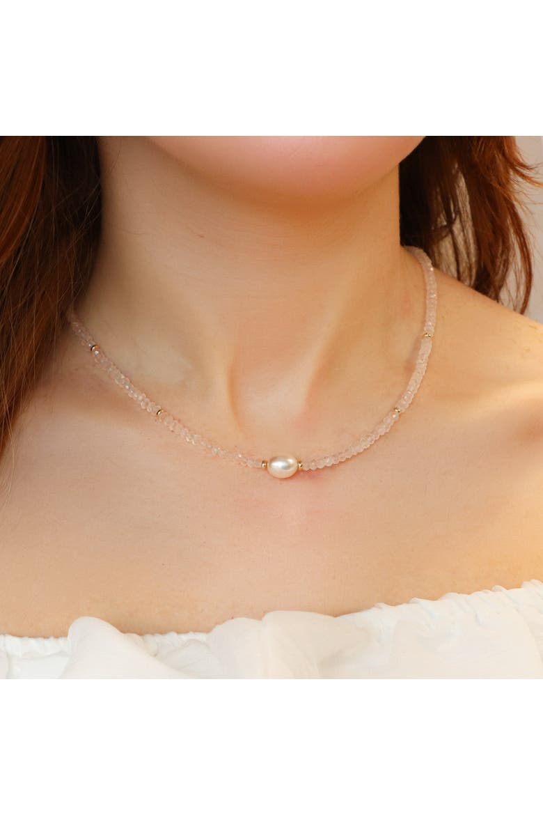 Rose Quartz Bead Pearl Necklace, Alternate, color, Pink