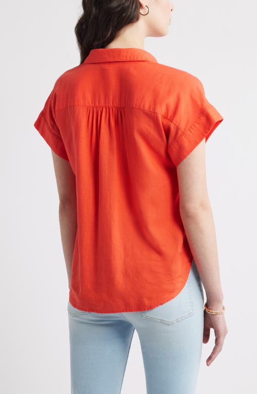 Caslonr Caslon(r) Linen Blend Short Sleeve Button-up Shirt