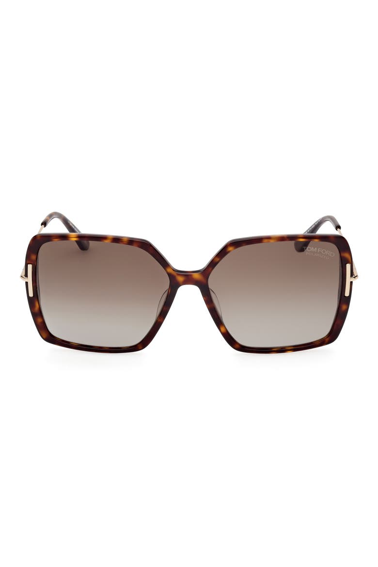 Joanna 59mm Polarized Butterfly Sunglasses, Main, color, DARK HAVANA / BROWN POLARIZED