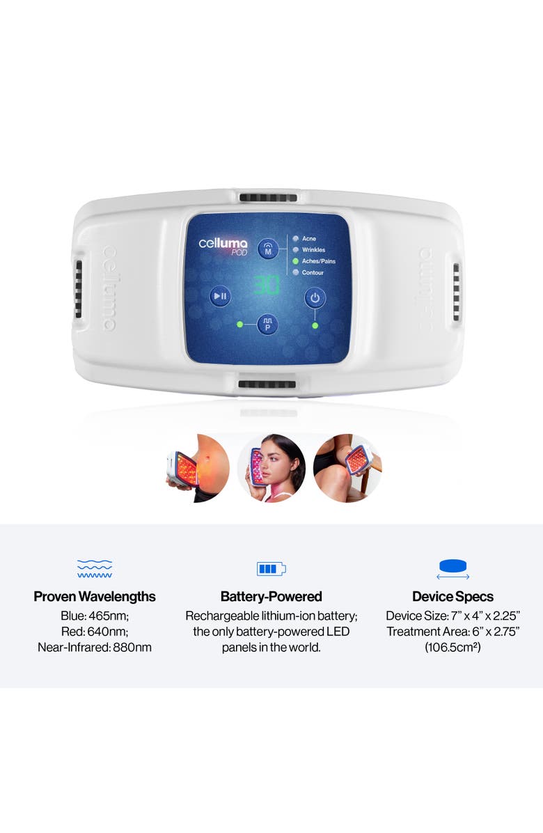 Celluma POD Hand-Held 4-Mode Light Therapy, Alternate, color, White With Blue Trim