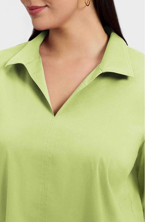 Foxcroft Agnes Smocked Cuff Blouse In Green