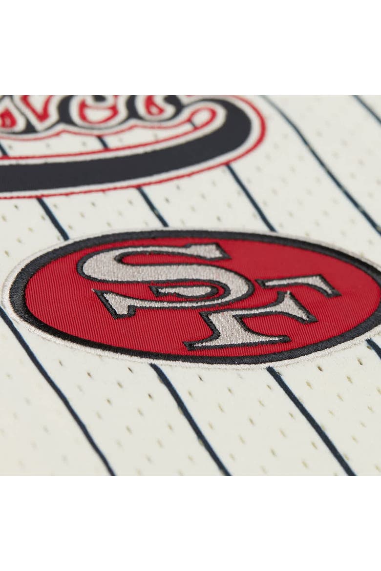 Men's Mitchell & Ness Jerry Rice Cream San Francisco 49ers Name & Number Mesh Button-Up Baseball Jersey, Alternate, color, Cream