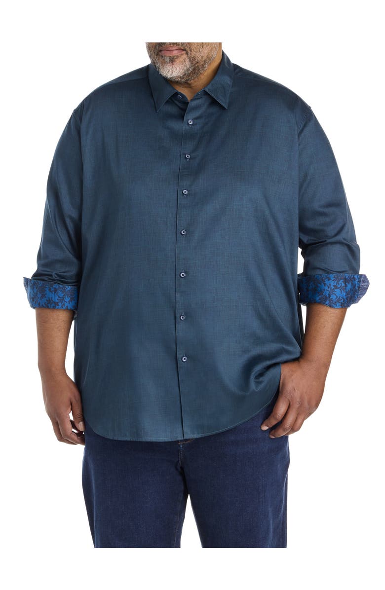 Robert Graham DXL Big & Tall Crosshatch Sport Shirt, Main, color, Teal