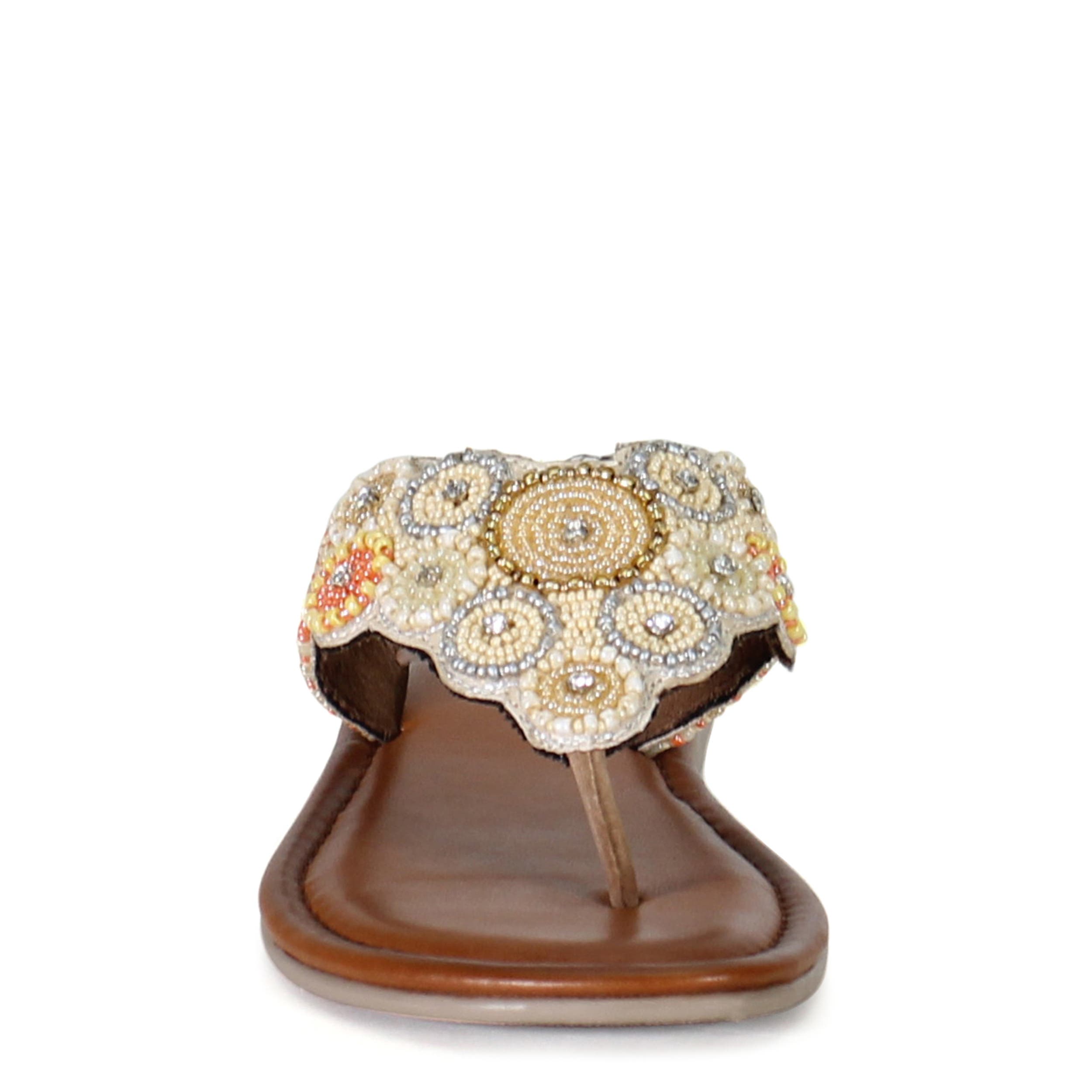 Diba True KALI NITE Leather and Glass Beads Thong Sandal, Alternate, color, Tan/Beige/Multi