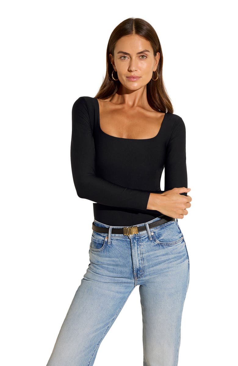 STYLEST DaySculpt Long Sleeve Snapped Top, Alternate, color, Caviar