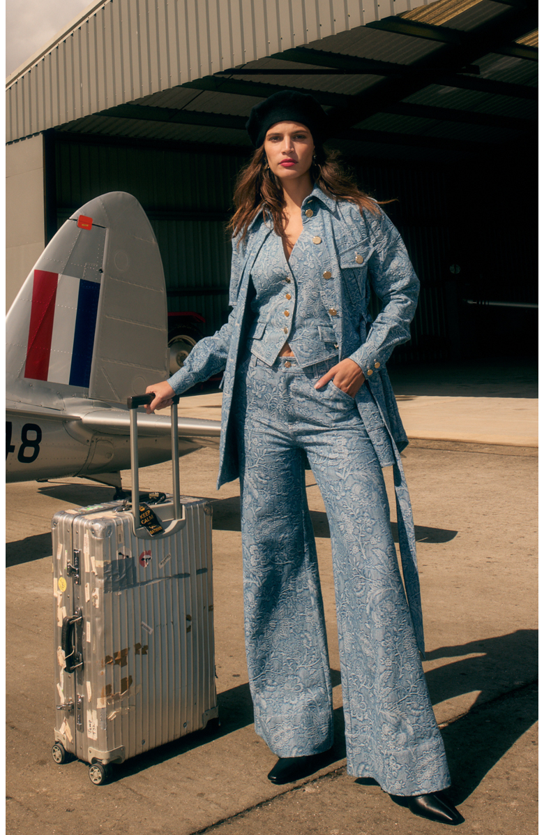 Temperley London Francis Denim Wide Leg Jeans, Alternate, color, Washed Blue