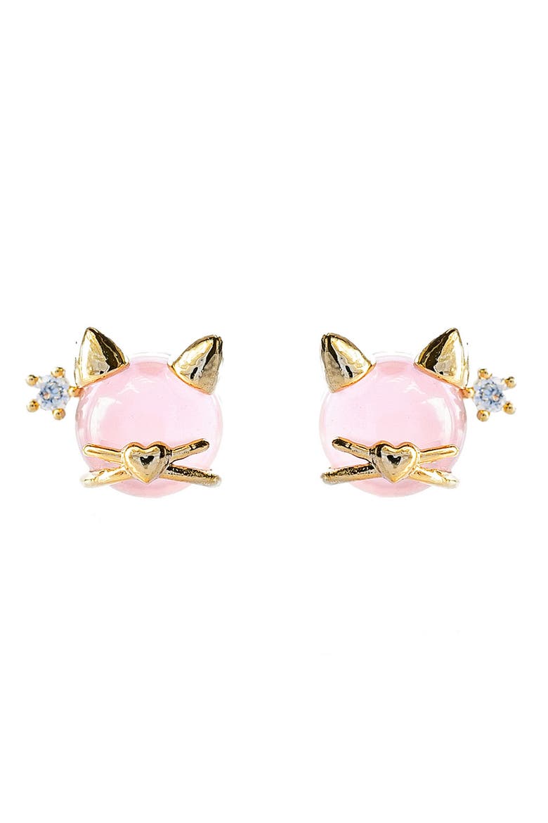 Kitty Kat Stud Earrings, Alternate, color, GOLD
