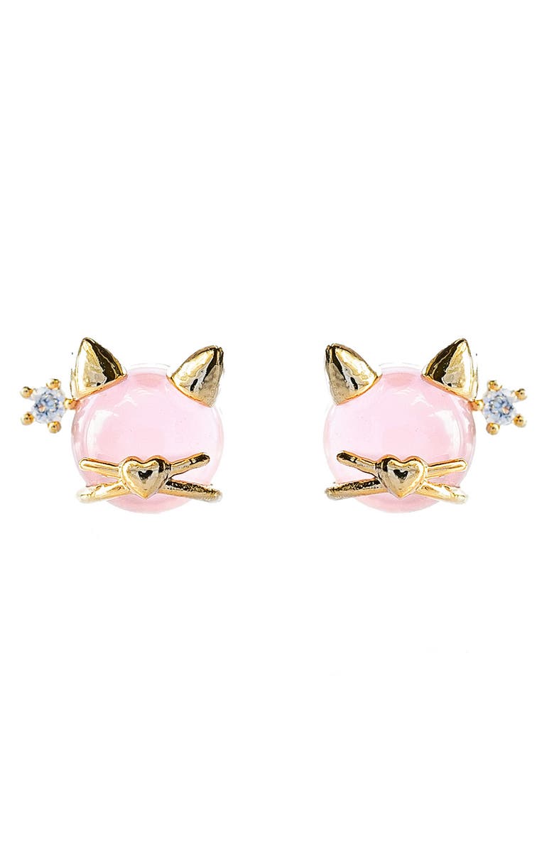 Girls Crew Kitty Kat Stud Earrings, Alternate, color, Gold