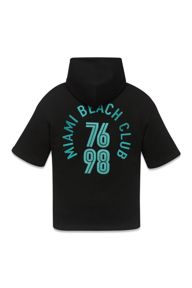 x SNIPES Short Sleeve Rhinestone Hoodie, Alternate, color, Black