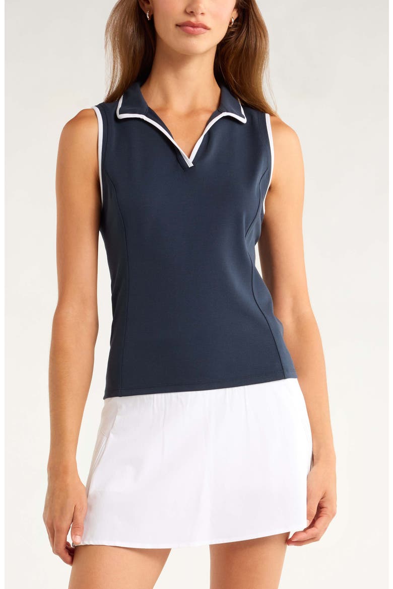 Pace Piqué Knit Polo Tank, Main, color, NAVY SAPPHIRE