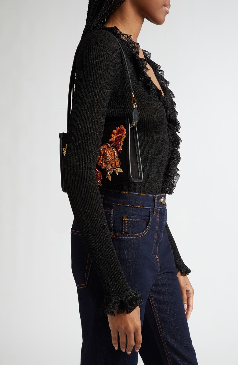 Etro Beaded Suede Shoulder Bag, Alternate, color,