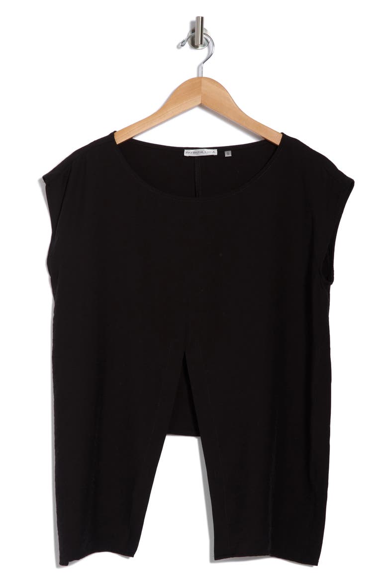 Wrap Top, Alternate, color, BLACK