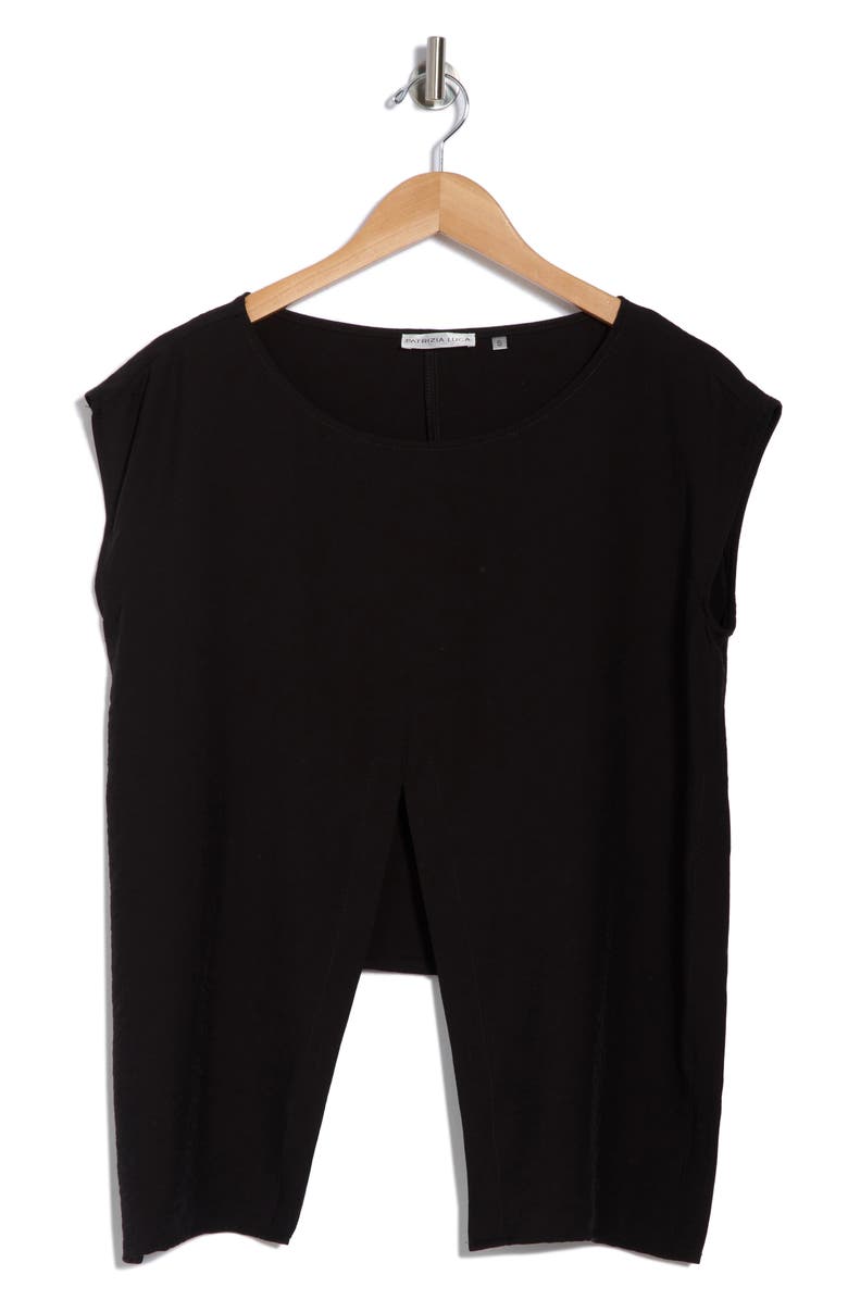 PATRIZIA LUCA Wrap Top, Alternate, color, Black
