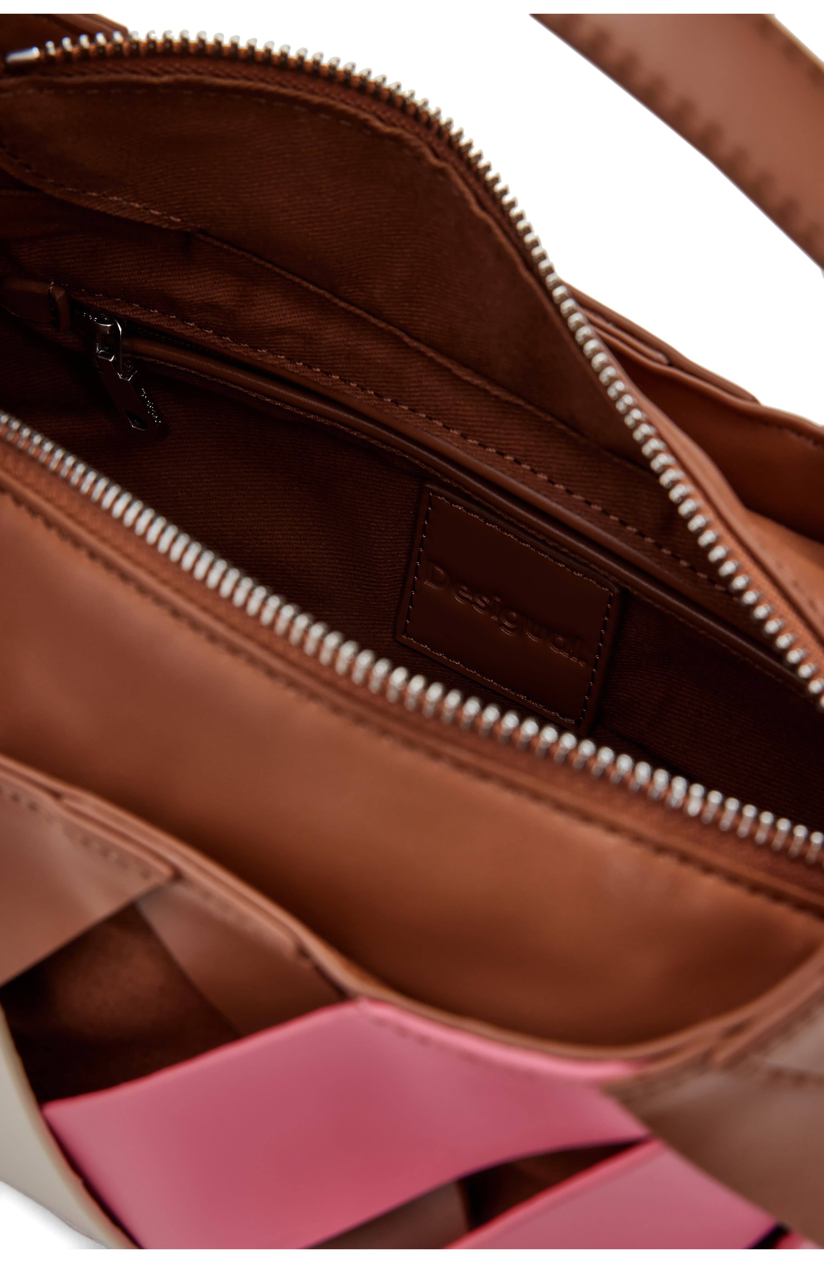 Desigual Faux Leather Shoulder Bag, Alternate, color, Brown