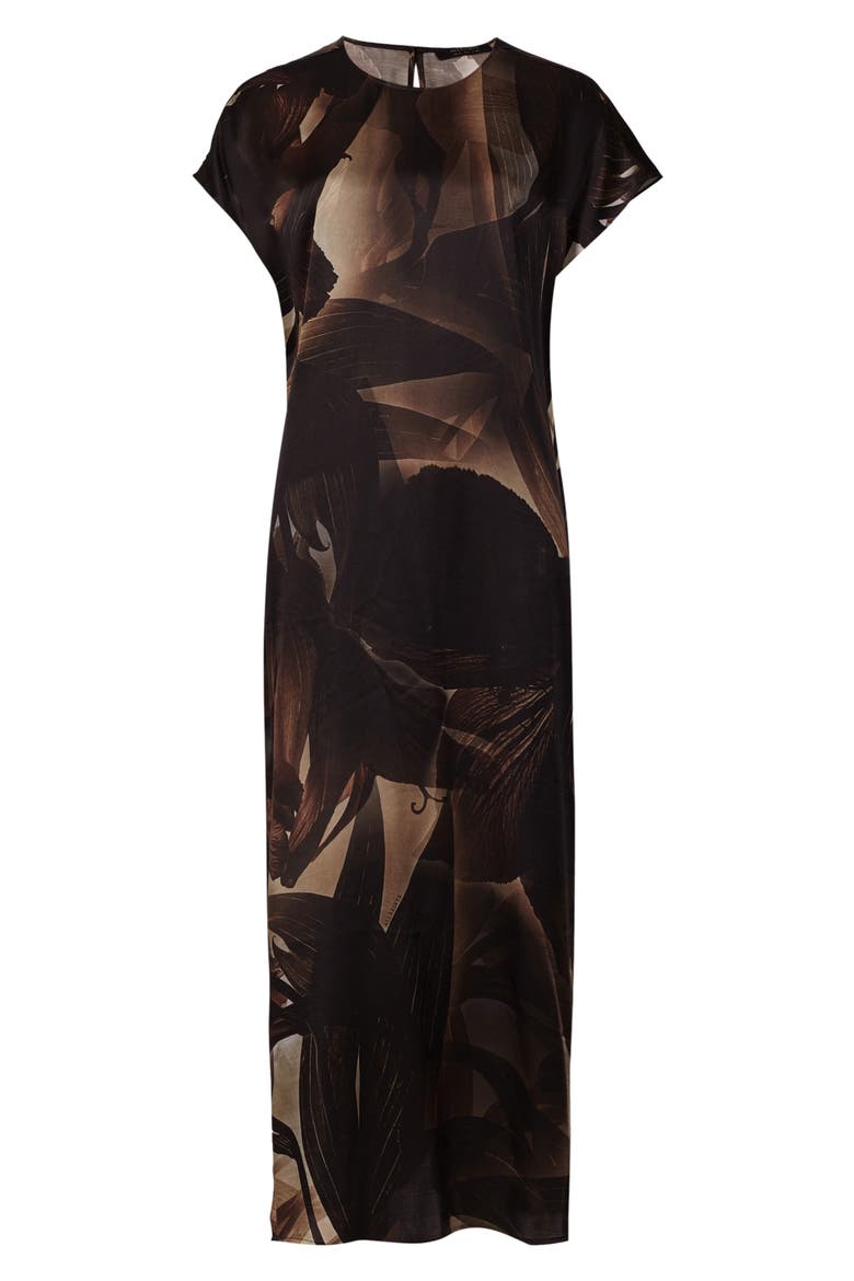 Etta Iris Floral Print Maxi Dress, Alternate, color, COFFEE BROWN