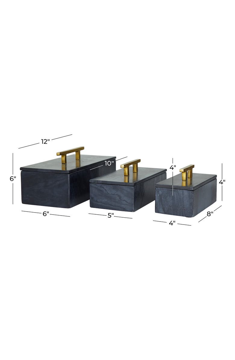 VIVIAN LUNE HOME Black Marble Box with Goldtone Handle - Set of 3, Alternate, color, Black