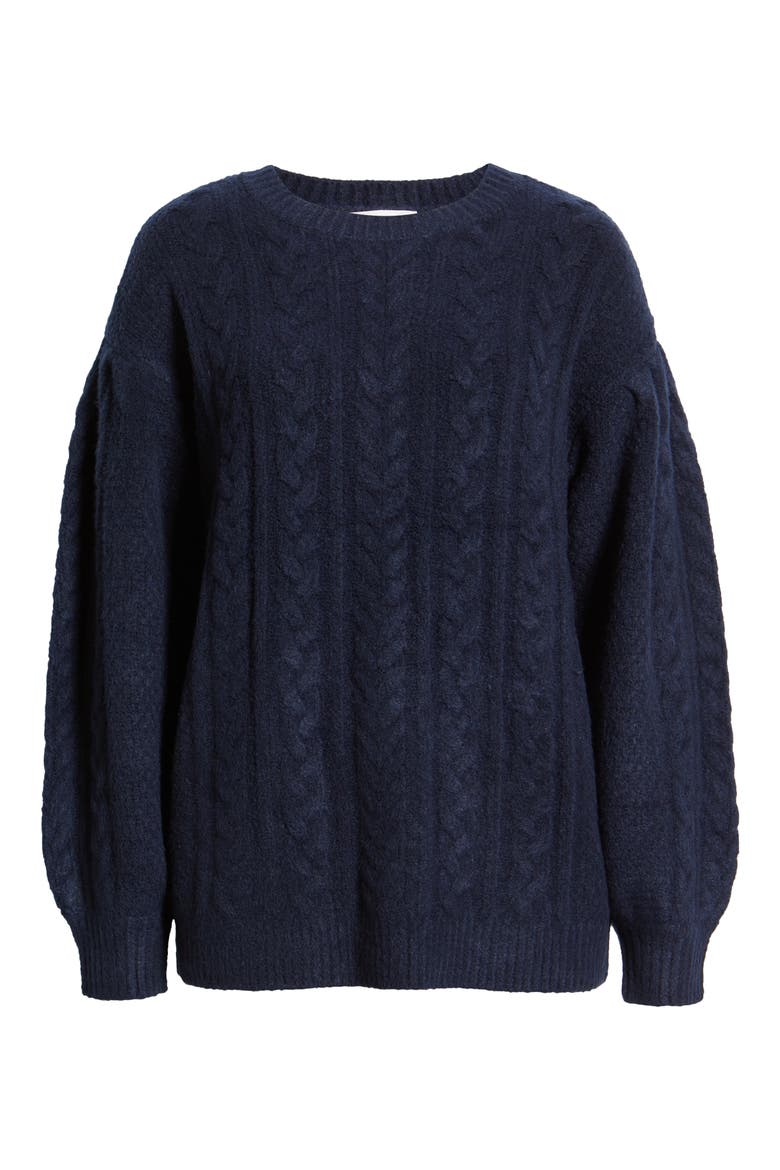 Cable Stitch Sweater, Alternate, color, NAVY BLAZER