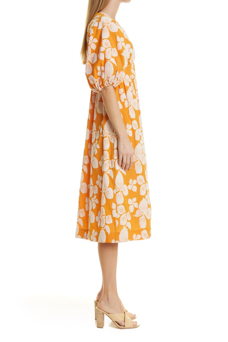 Cinthy Floral Jacquard A-Line Dress, Alternate, color, DARK ORANGE