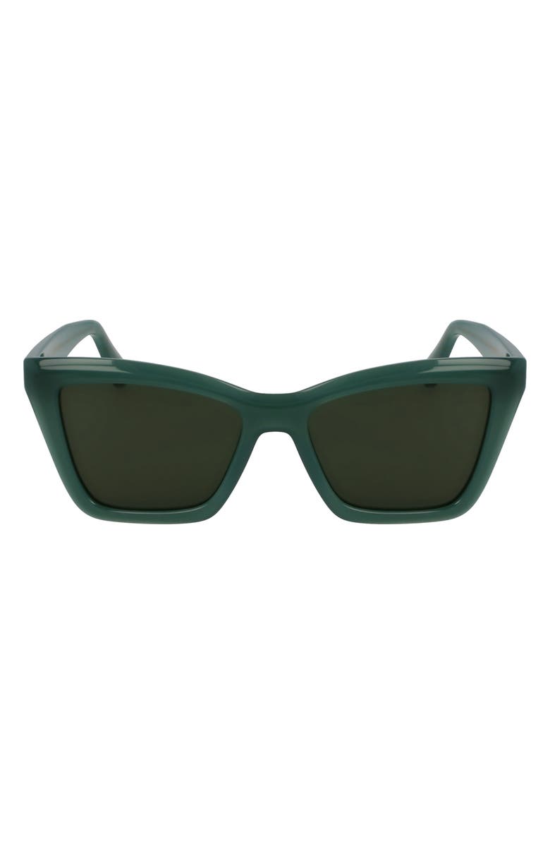 FERRAGAMO 53mm Rectangualr Sunglasses, Main, color, Opaline Green