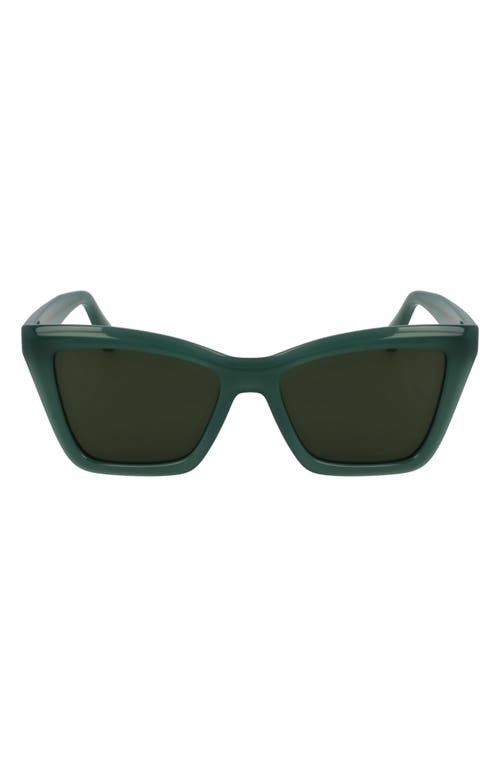 Ferragamo 53mm Rectangualr Sunglasses In Opaline Green