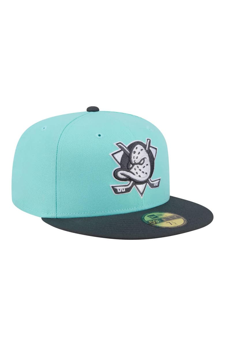 New Era Men's New Era Turquoise/Charcoal Anaheim Ducks Two-Tone Color Pack 59FIFTY Fitted Hat, Alternate, color, Turquoise