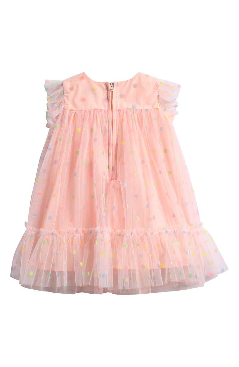 Popatu Foil Dot Flutter Sleeve Party Dress, Alternate, color, Peach