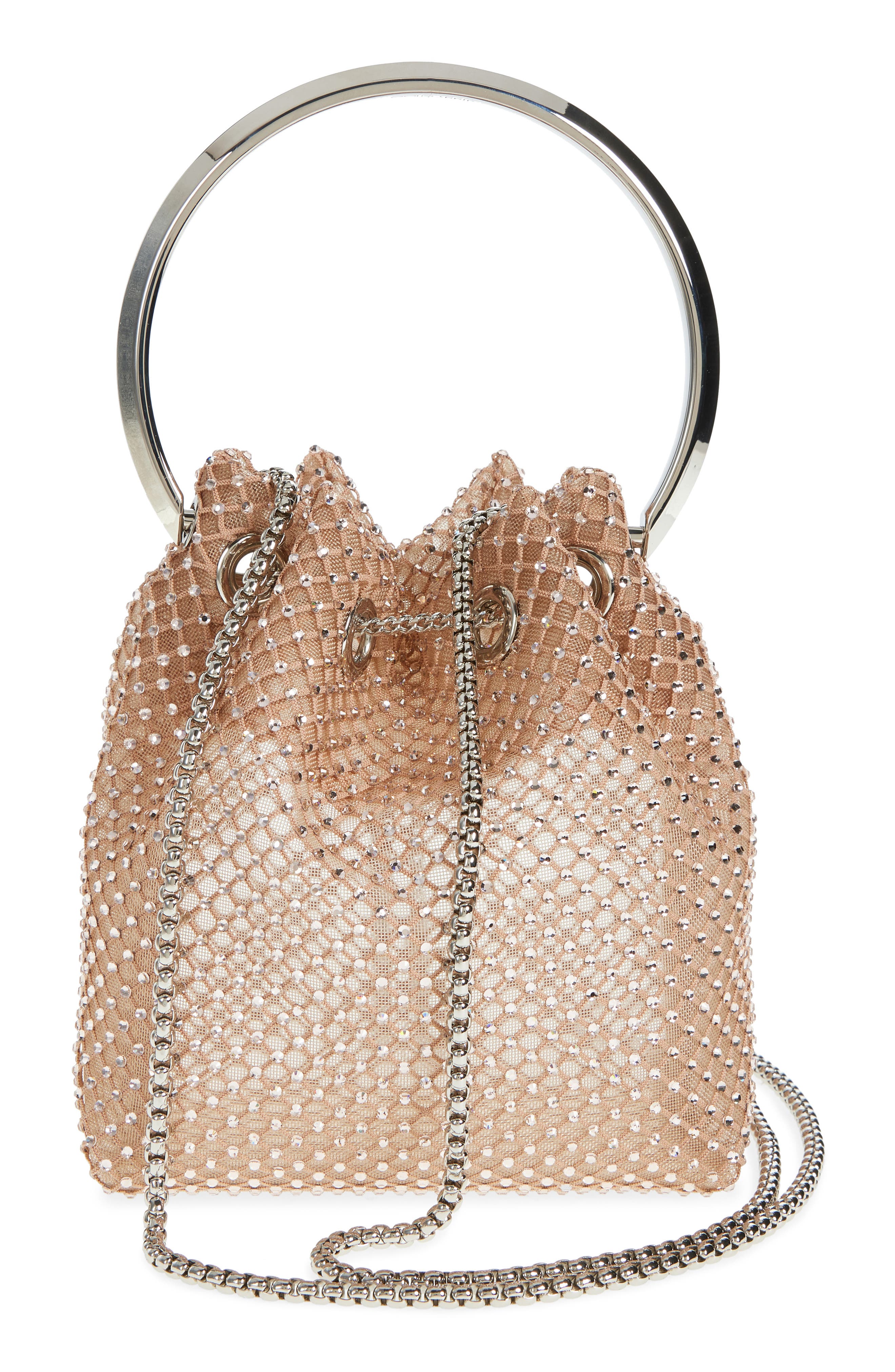 Jimmy Choo Bon Bon Crystal Mesh Pouch, Alternate, color, 