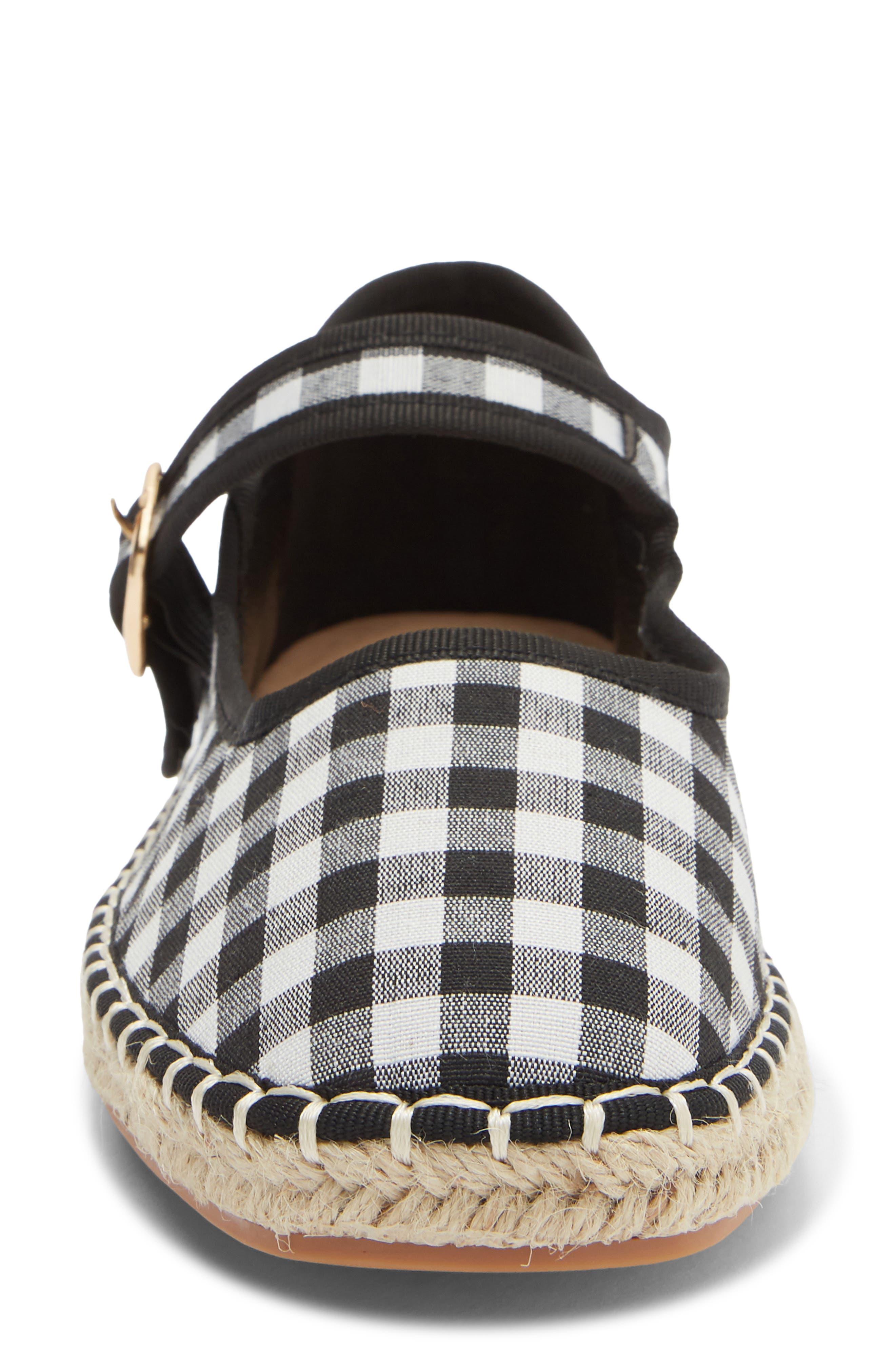 TOP MODA Fallon Gingham Mary Jane Flat, Alternate, color, Black Canvas