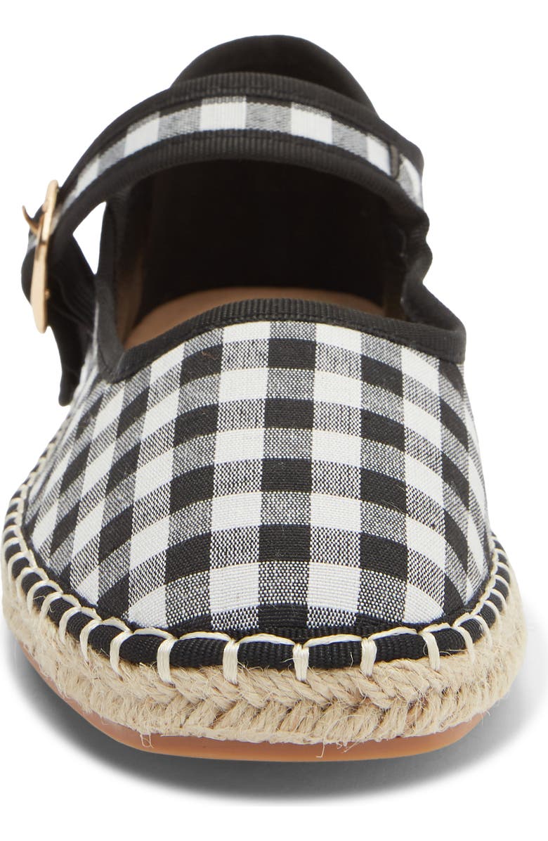 TOP MODA Fallon Gingham Mary Jane Flat, Alternate, color, Black Canvas