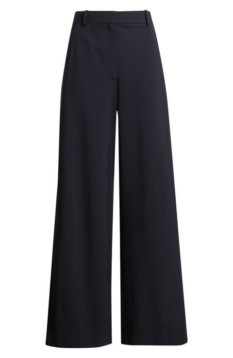 Stretch Wool Wide Leg Pants