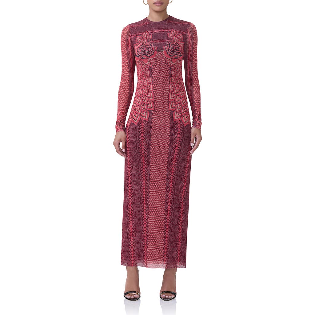 afrm didi floral maxi dress AFRM Didi Mesh Long Sleeve Maxi Dress